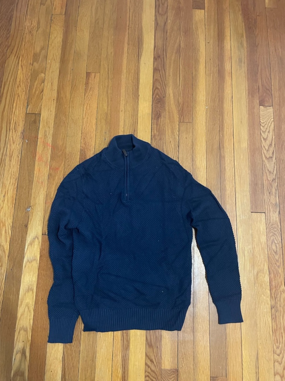 J.Crew 100% Cotton Quarter Zip Sweater Navy Blue Size M NWT